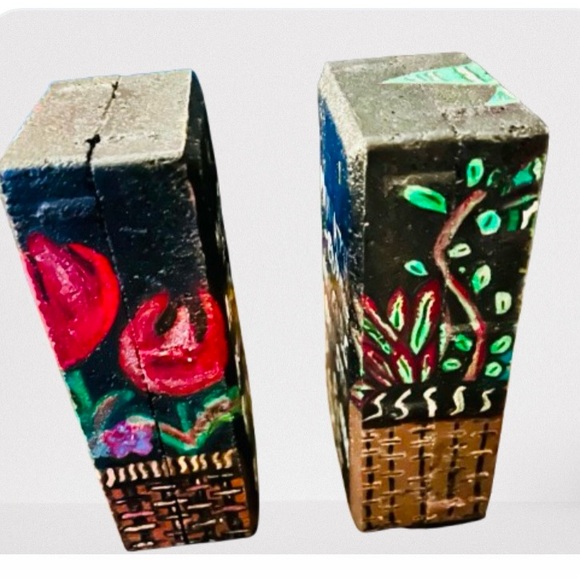 Original MixMatched Design FloralBotanical Hand Painted Book Ends/DoorStops 2021 - Picture 3 of 5